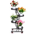 thumbnail image 2 of 4-Tier Metal Plant Stand Display Shelf with Wheels & Brake Flowers Pot Holder Movable for Patio Garden Livingroon, 2 of 9