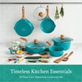 thumbnail image 2 of The Pioneer Woman Prairie Signature 30-Piece Cast Aluminum Cookware Set, Teal, 2 of 8