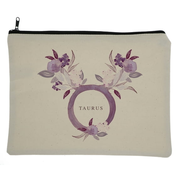 Hey You, Love 10.75x8.25" Cotton Zodiac Sign Makeup Bag