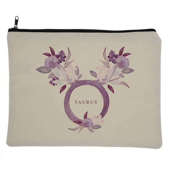 Hey You, Love 10.75x8.25" Cotton Zodiac Sign Makeup Bag