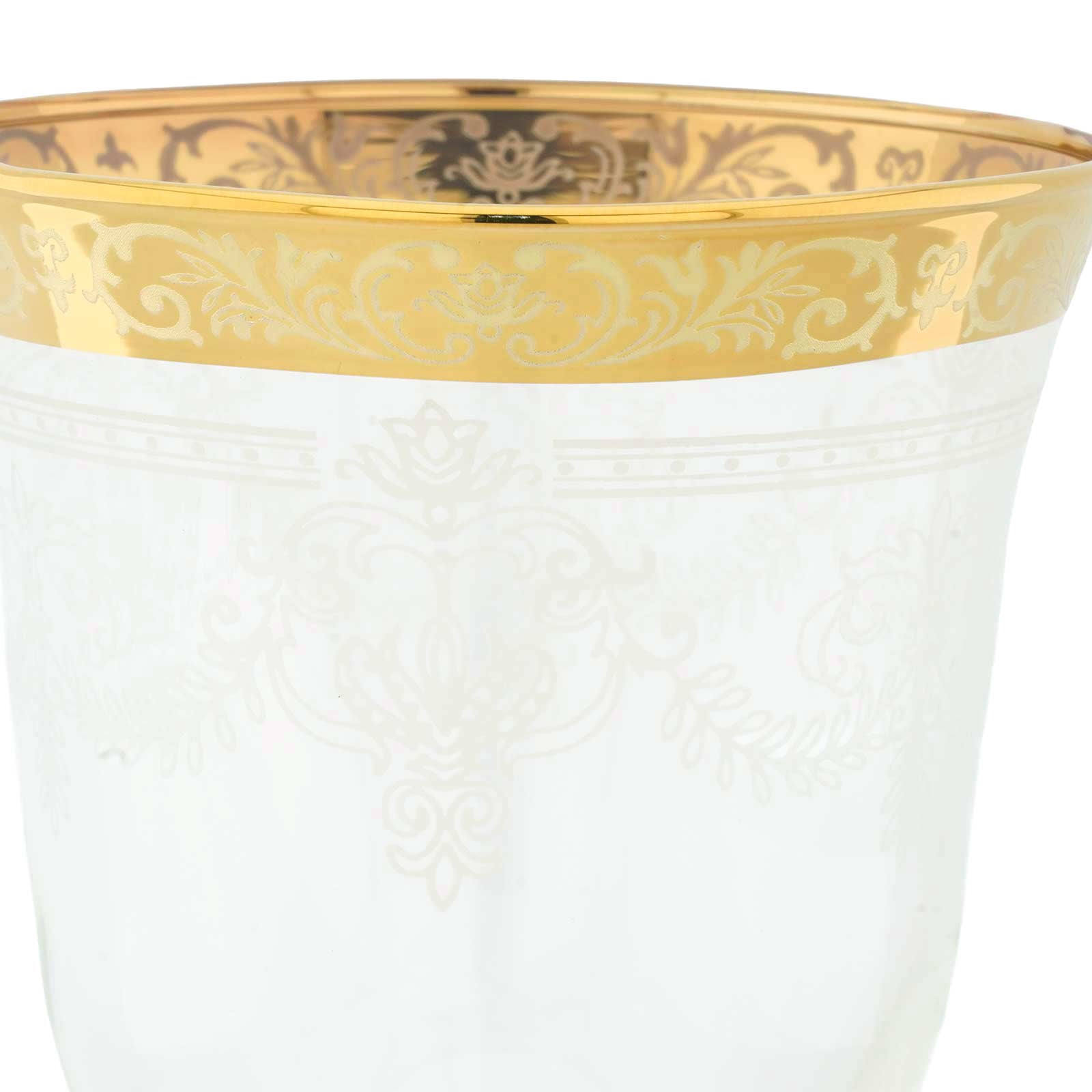 GlassOfVenice Set of Two Murano Glass Wine Glasses 24kt Gold Leaf - Transparent