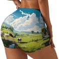thumbnail image 2 of Fotbe Countryside Farm Cow Seamless Shorts, Womens Workout Shorts High Waist Stretch Booty Short for Gym/Yoga/Running/Biking-X-Large, 2 of 9