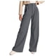 thumbnail image 1 of Pantalones de vestir de mujer de cintura alta y pierna ancha - Abotonados con bolsillos, corte informal entallado para el trabajo o la playa, 1 of 6