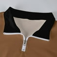 thumbnail image 7 of WTOBBY Men's Quarter Zip Collared Sweatshirt, Casual Long Sleeve Pullover with Pockets, Athletic Workwear Style Comfort,Light Brown 3XL, 7 of 7