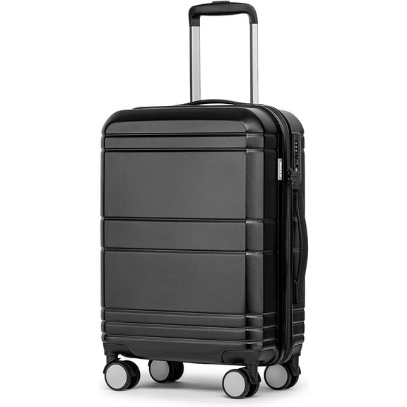 Carry On Luggage 22x14x9 Airline Approved with TSA Lock Hard Shell Carry On Suitcase Lightweight Suitcases with Wheels Small Luggage for Men Women,Carry-On 20 Inch,Black