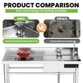thumbnail image 4 of 47in Durable Stainless Steel Sink Set w/Faucet, Drainboard & Workbench, Ideal for Commercial Restaurant Indoor Outdoor Prep, Dishwashing, Storage Scenes, 4 of 8