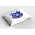 thumbnail image 2 of Ambesonne Bear Pillow Sham 2 Pack, Cosmic Polygonal Portrait, 36"x20", Blue Magenta, 2 of 3