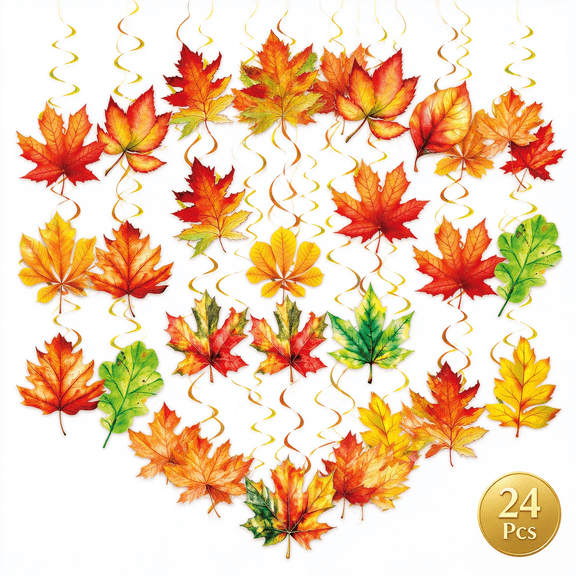 Fall Hanging Swirl Decorations, Autumn Thanksgiving Party Streamers, Fall Decor for Home Harvest Party Decorations, 24 Pcs