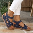thumbnail image 5 of GERsome Low Wedge Heels Sandals for Women Open Toe Ankle Strap Platform Sandals for Travel Summer Beach, Blue Size 5.5, 5 of 9
