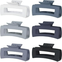 4 Inch Big Hair Claw Clips 6 Pcs Large Claw Clips for Thick Hair Square Hair Clips for Women Rectangle Hair Clips Nonslip Acrylic Banana Jaw Clips Hair Accessories for Girls -Grey