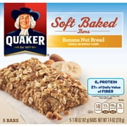 Angle View: Quaker Banana Nut Bread Soft Baked Bars 5-1.48 oz. Bars