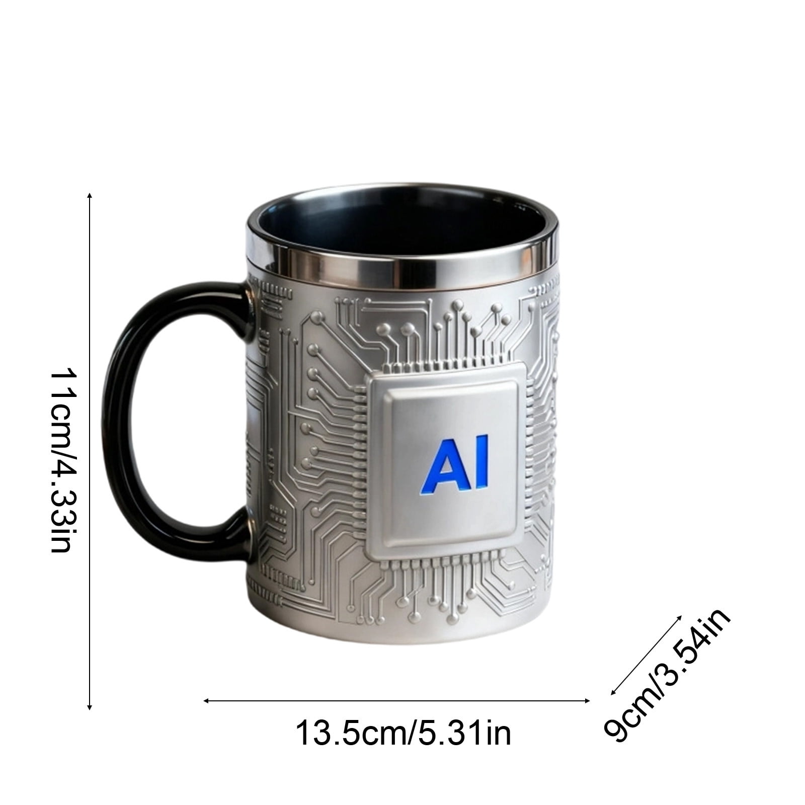 Tech-Themed LED AI Stainless Steel Mug (5.31x4.33in) - Circuit Board Chip  Design Coffee/Beer Cup, Creative Tech Gift for Engineers/AI Enthusiasts,  Insulated Metal Drinkware - Walmart.com