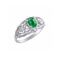 thumbnail image 3 of RYLOS Rings for Women Sterling Silver Ring Filigree Heart Birthstone Ring 6X4MM Gemstone &  Diamonds May Emerald Jewelry for Women Size 10, 3 of 6