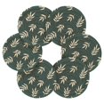 thumbnail image 7 of Yayeee 6 PCS Drink Coasters with Holder Set Woven Absorbent Round Tabletop Hot Pad, Beige Leaves, 7 of 7