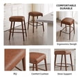 thumbnail image 6 of CQSXDA Backless Brown Faux Leather Bar Stools Set of 2 with Padded Seats and Footrest for Dining Counter Use, 6 of 16