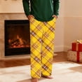 thumbnail image 4 of Ecqkame Mens Plaid Pajamas Pants Casual Loose Comfy Elastic Waist Pant Straight Lightweight Lounge Trousers with Pockets Yellow XXL, 4 of 9