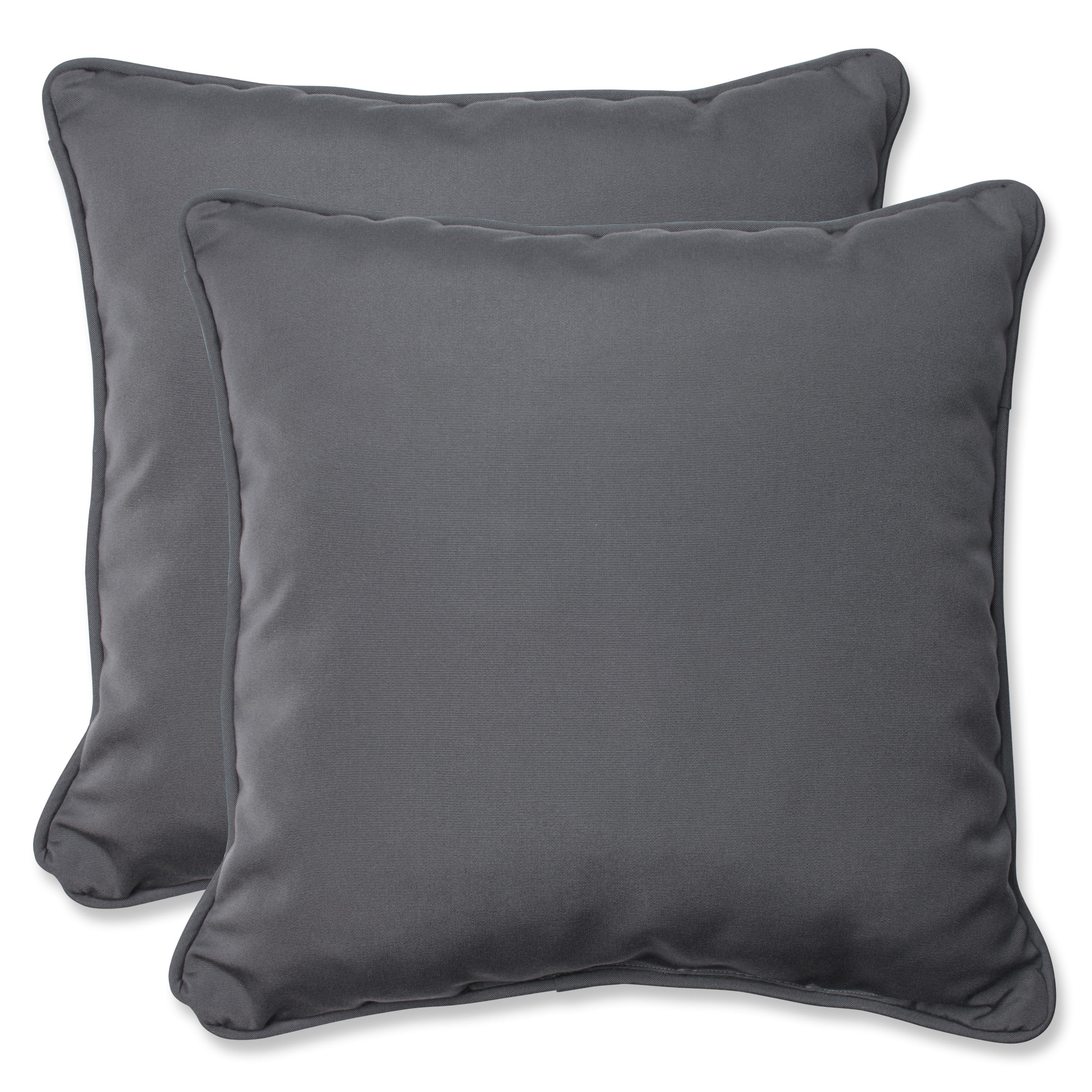 Set of 2 Sunbrella Charcoal Gray Square Outdoor Corded