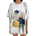 thumbnail image 1 of Blusa informal de manga corta con estampado geométrico de manga corta para mujer Fridja  gope2780, 1 of 6