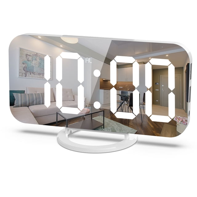 Amdohai USB Numérique Réveil Miroir LED Horloge