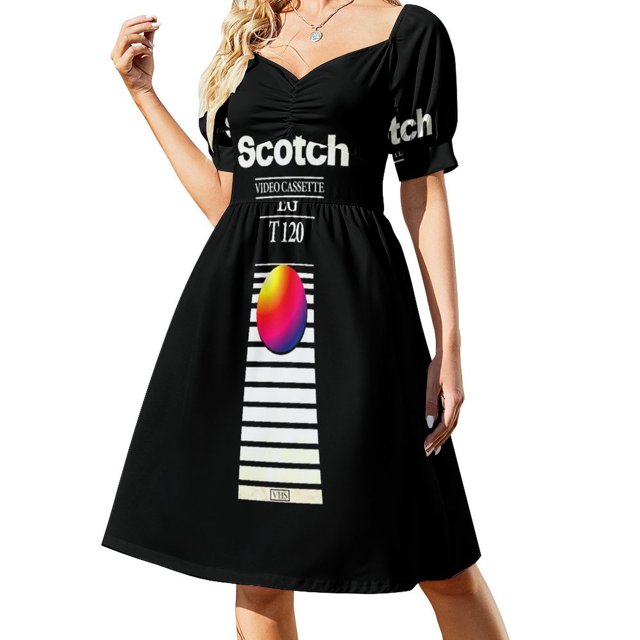 Cinta VHS - Vestido de manga corta de los años ochenta vestido mujer verano vestido mujer verano