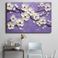 thumbnail image 4 of Mudket Framed Canvas Wall Art White Magnolia Flower Bud Purple Branch Prints Wall Decor Floral Canvas Print Ready to Hang for Bedroom Living Room Glam Decor - 12"L x 8"W, 4 of 10