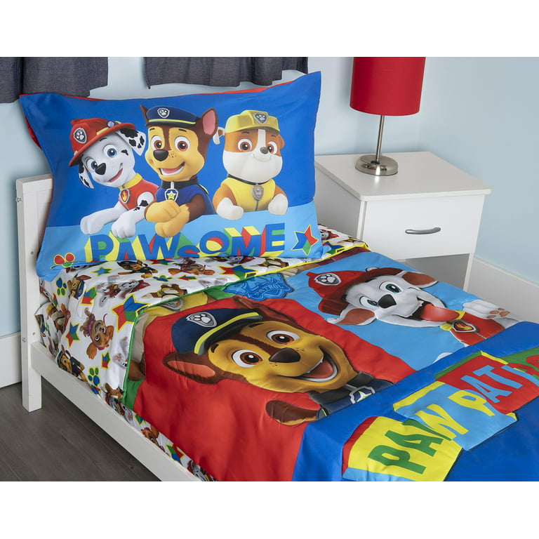 Paw Patrol 5-Piece Toddler Bedding Set & Blanket, Blue, Top Pups, Toddler  Bed, Polyester - Walmart.Com