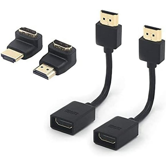 TianQi 2-Pack HDMI 90 Degree and 270 Degree Male to Female Angle Adapter Bundle with 2-Pack HDMI Male to Female Swivel Adapter HDMI Extension Cable for Google Chrome Cast, Roku Streaming Stick black