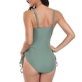 thumbnail image 4 of Sngxgn Women Swimsuit Tummy Control Bathing Suit Sexy Plunge V Neck Swimwear(Green,M), 4 of 4