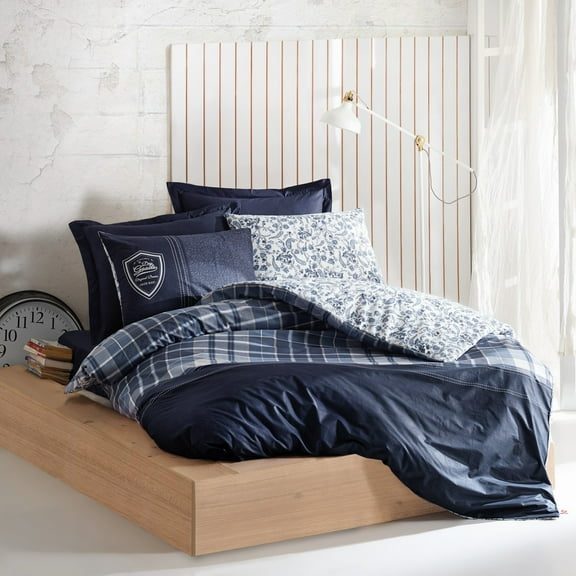 SUSSEXHOME Navy Ships 0 Cotton Duvet Cover Set Dark Blue, Full Size Duvet Cover, 1 Duvet Cover, 1 Fitted Sheet and 2 Pillowcases, Iron Safe, Hypoallergenic, Breathable Bedding Set