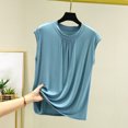 thumbnail image 2 of Women Pajama Tops Solid Crew Neck Sleeveless Loose Soft Comfortable Casual Tank Sleep Top, 2 of 5