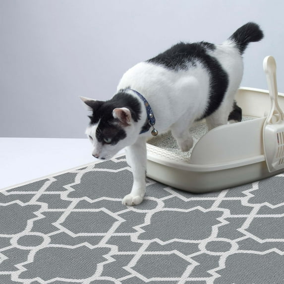 SussexHome Pets Ultra-Thin Cat and Dog Litter Mat for Litter Box - Washable Soft Natural Cotton Cat and Dog Litter Trapping Mat - Paws-Kind Slip Resistant Litter Catching Mat