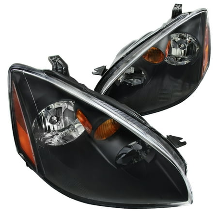 2dr Jdm Black Corner Lights Spec-D Tuning For 2002-2004 Nissan Altima Jdm Black Clear Headlights W/ Amber Reflector 2002 2003 2004 (Left+Right) ()