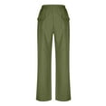 thumbnail image 5 of SELONE Green Womens Trouser Pants Wide Leg Plus Size Lounge Pants Cotton Linen Wide Leg Cropped Trouser Loose Casual Long Beach Pants Drawstring Solid Lightweight 3XL Tall Breathable Summer Clothes, 5 of 6
