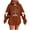 #0181-Brown, variant on Uootdi Women's Daily Bow Loose Long Sleeved Off Shoulder Hooded Sweatshirt Pullover Top Gift