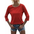 thumbnail image 2 of Langwyqu Solid Color Women 3/4 Sleeve Slim Fit Casual Shirt Tops, 2 of 5