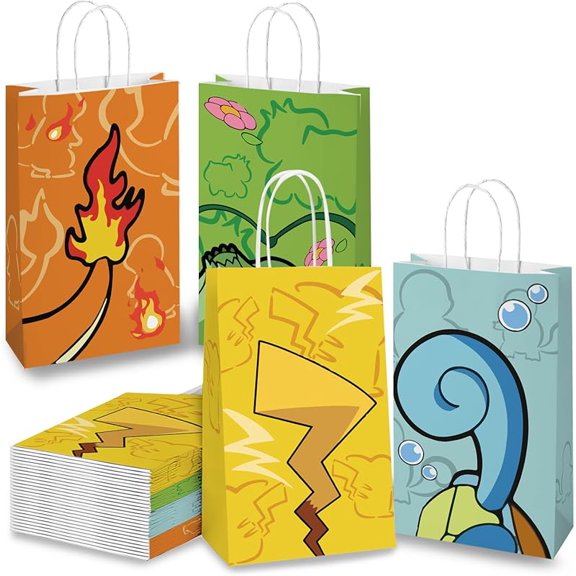 20Pcs Cartoon Animation Party Gifts Bags，Birthday Party Supplies Gifts Candy Bags，Cartoon Red Ball Bags Kids Adults Birthday Party Decorations，Paper Party Favor Bags