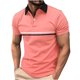 thumbnail image 1 of Camiseta Vestido Botón de Solapa Color Coincidencia Suelto Casual, 96% Viscosa 4% Spandex Camiseta de Punto para Hombres, Oficina, Golf Y Uso Diario, 1 of 6