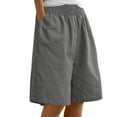 thumbnail image 2 of Jxximdong Cargo Shorts for Women, Casual Solid Side Pockets Pants Shorts Elastic Waist Pockets Daily Shorts, Gray Women's Casual Shorts, 2 of 6