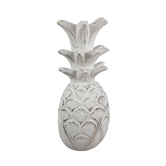 10 Pouces Ananas Blanc Suspendu Art Mural Sculpté Sculpture Bois Décoration Plaque