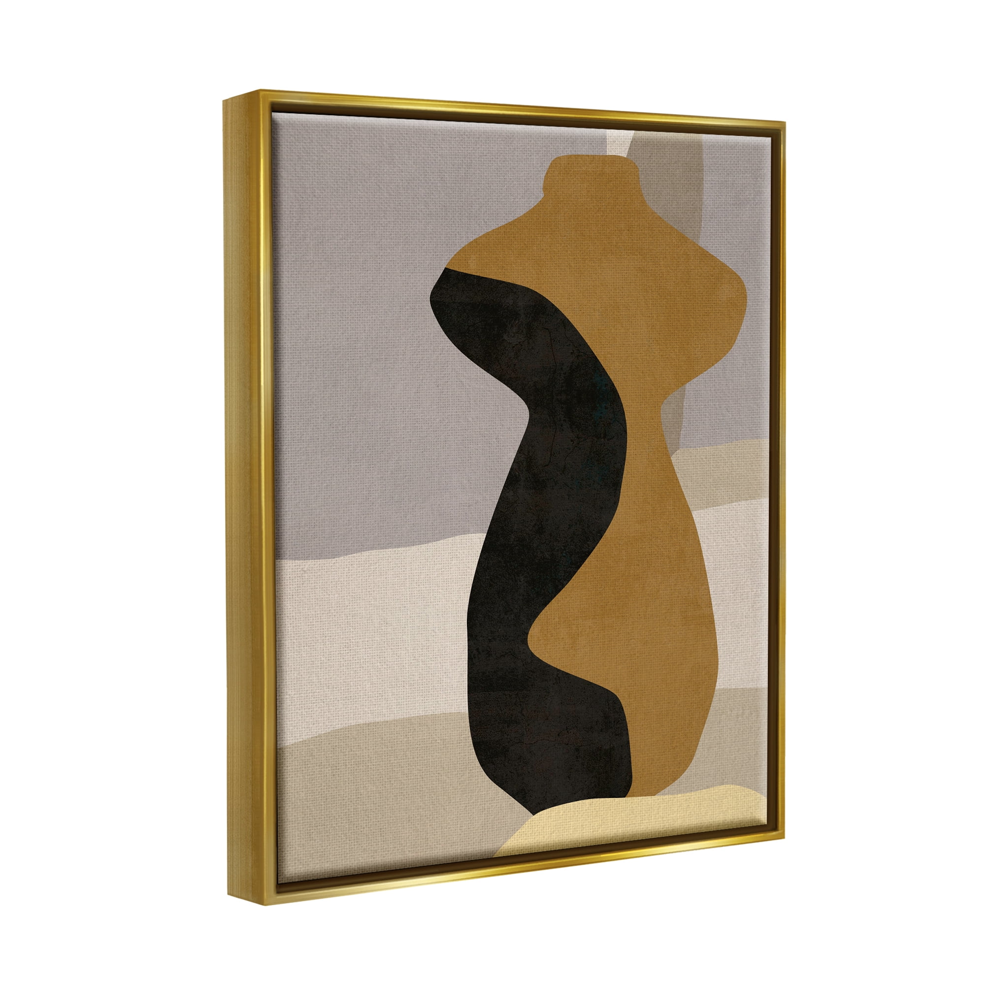 Stupell Industries Abstract Boho Vase Abstract Painting Gold Floater Framed Canvas Art Print Wall Art, 17 x 21