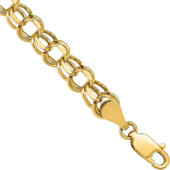 10K Solid Yellow Gold 5.5mm Double Link Chain Charm Bracelet