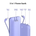 thumbnail image 2 of Cargador portátil Alongza de 10000 mAh con cables y enchufe integrados, 2 of 8