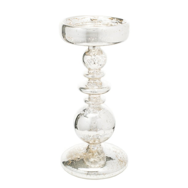 Richland Pillar Candle Holder Unique Mercury Bubble 8.5" Set of 6