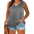 thumbnail image 3 of Taqqpue Womens Tank Tops Flowy Loose Fit V Neck Casual Summer Beach Blouse Tops Curvy Hem Solid Color Plus Size Shirts for Women, 3 of 9