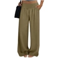 thumbnail image 4 of Lenpel Women's Cotton Linen Pants Pleated Wide Leg Pants Full Length Palazzo Pants Baggy Casual Trousers with Pockets, 4 of 6