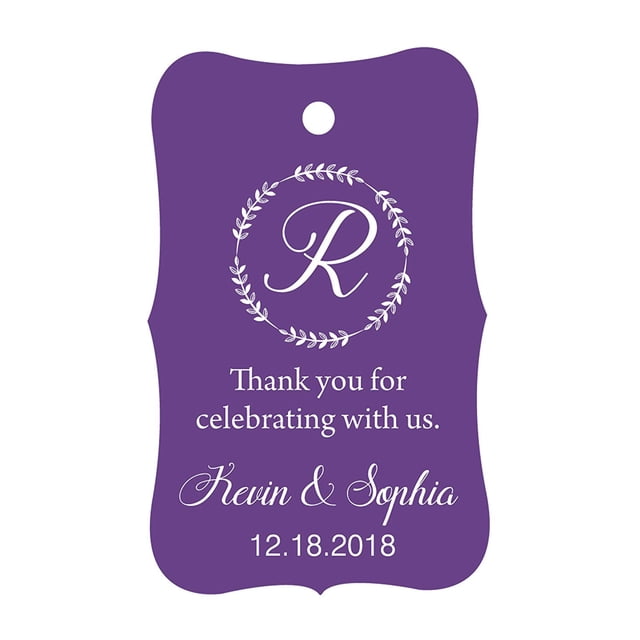 100 PCS Custom Made Scallop Edges Hang Tags Thank You For Celebrating Wedding Favor Gift Paper Tags
