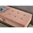 thumbnail image 6 of Modern Velvet Storage Ottoman Bench, End of Bed Bench with Metal Base, Button Tufted Upholstered Footstool for Entryway, Living Room, Bedroom, Pink, 6 of 9