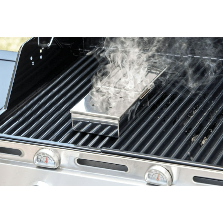 BBQ Smoker Box Steel Stainless BBQ Smoker Box for Grill Grilling Accessories for Barbecue Meat Smoking