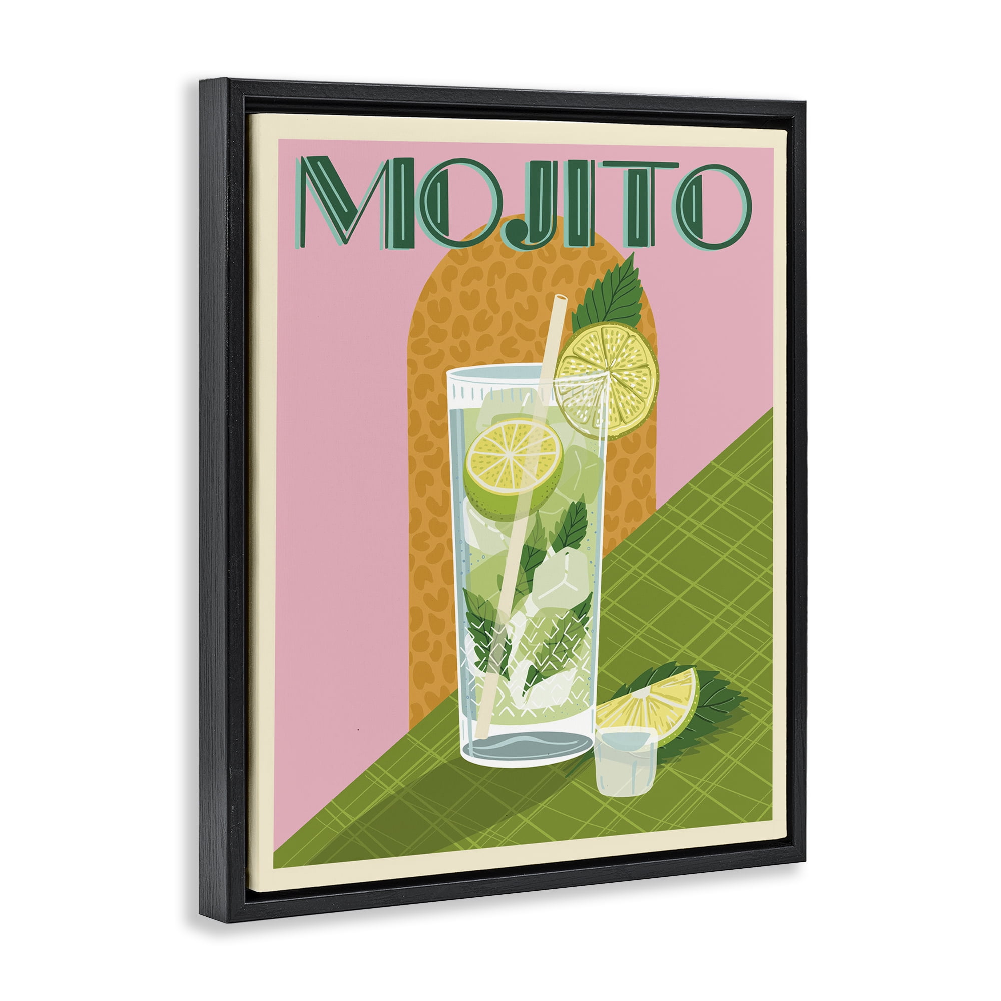 Stupell Industries Classic Retro Mojito Food & Beverage Painting Black Floater Framed Canvas Art Print Wall Art, 25 x 31