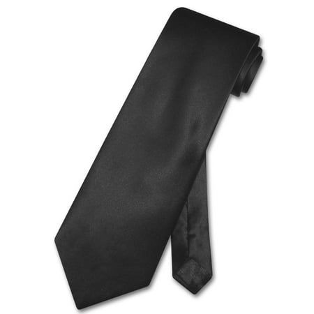 - Biagio 100% SILK NeckTie Solid BLACK Color Men's Neck Tie